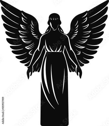 Elegant angel silhouette vector illustration