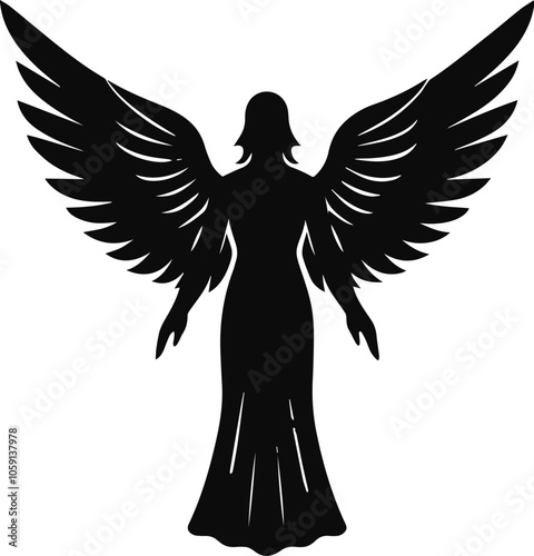 Elegant angel silhouette vector illustration