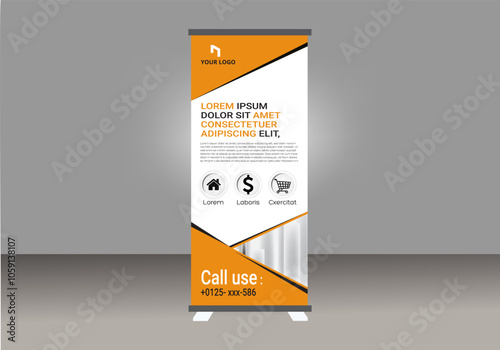 Business Rollup banner template, Roll up, display banner, x-banner vector,Roll up banner stand for your company,Rollup advertisement banner