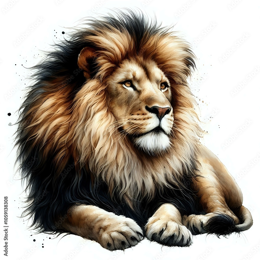 Fototapeta premium Majestic Lion Illustration with Regal Mane