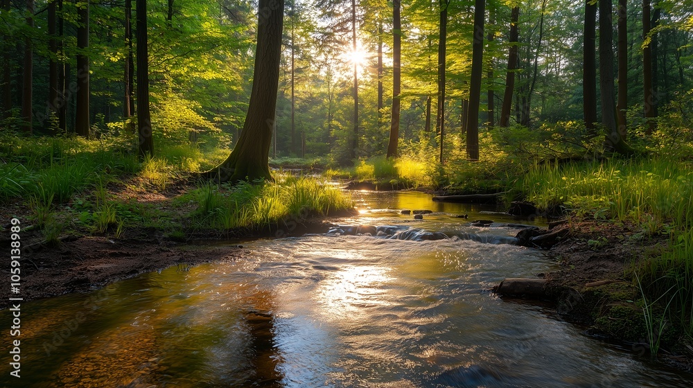 Obraz premium 森林と渓流