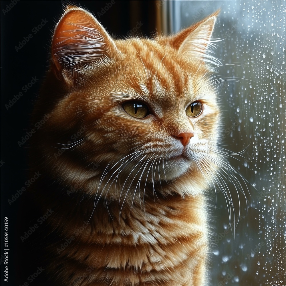 Cute Orange Tabby Cat Looking Out the Window Cute Orange Tabby Cat Looking Out the Window