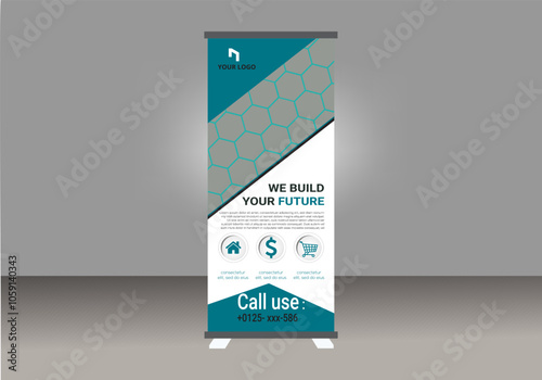 Roller banner, standee, advertising display, promotional signage, business exhibition stand