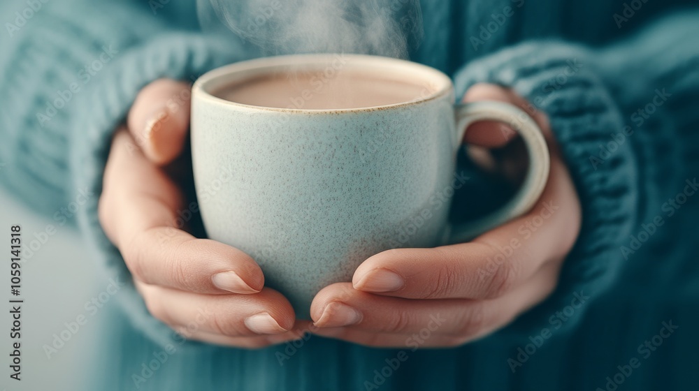 A warm embrace the comfort of a hot beverage in cozy hands during chilly days