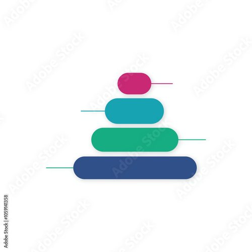 pyramid diagram vector concept 4 levels vector design isolated background