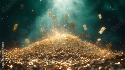 manifesting wealth abundance, divine manifestation energy universe, green gold dark luxury tones, money wealth beautiful.