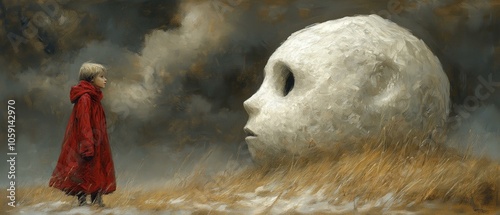 The Waste Land Illustration, Artwork, Surrealism, Symbolic, Death Mask, Post-Impressionist Style