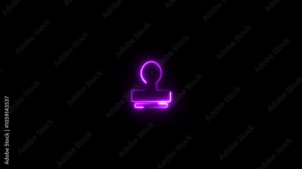 The appearance of the green neon symbol stamp. Flicker, In - Out. The appearance of the green neon symbol stamp. Flicker, In - Out.
