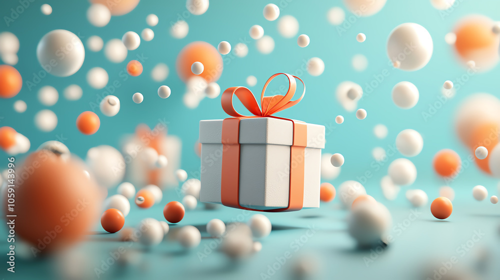 Christmas baubles and tiny wrapped gifts, holiday details, 3D illustration Christmas baubles and tiny wrapped gifts, holiday details, 3D illustration