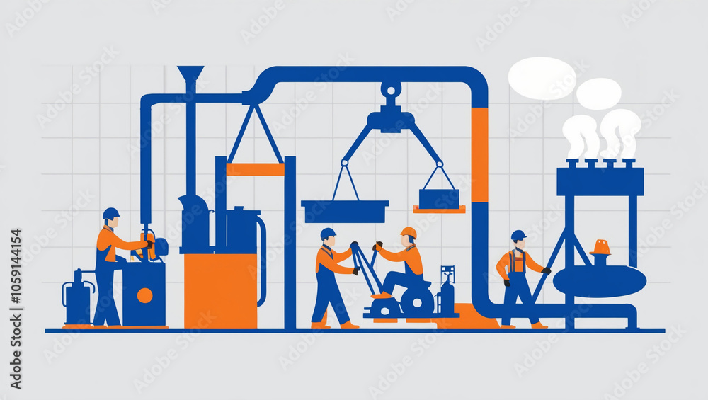 vector-based illustration of industrial activities vector-based illustration of industrial activities