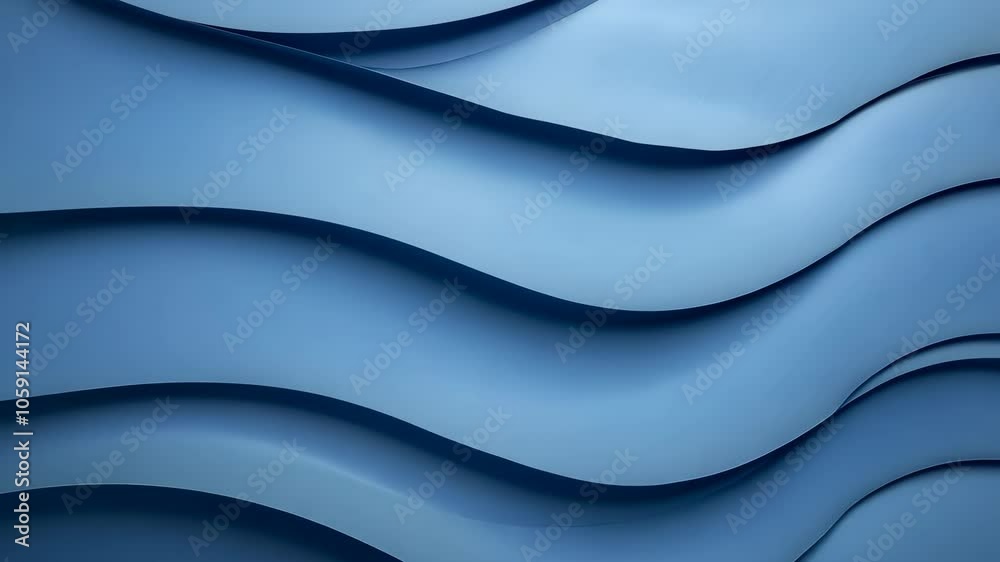 Blue Abstract Paper Waves Texture 8k Wallpaper Modern Minimalist Design, Wavy Layers in Gradient, Smooth Surfaced Visual, Contemporary Backdrop for Graphic Art and Interior Decor