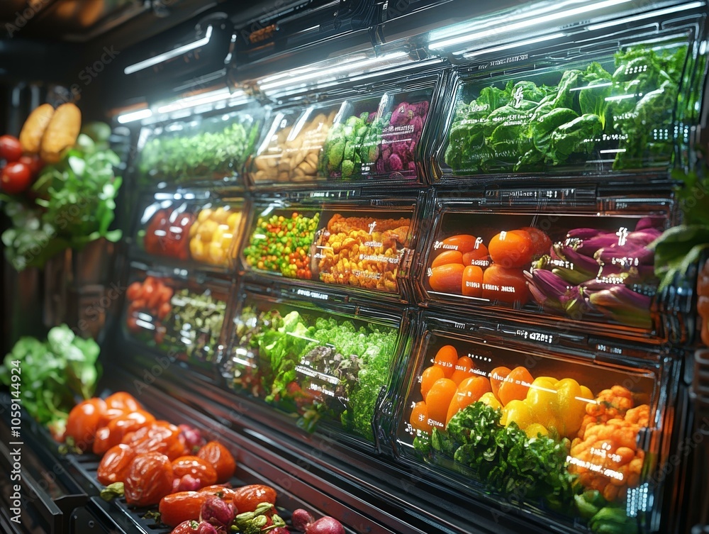 Fresh Vegetables in a Display Case Fresh Vegetables in a Display Case