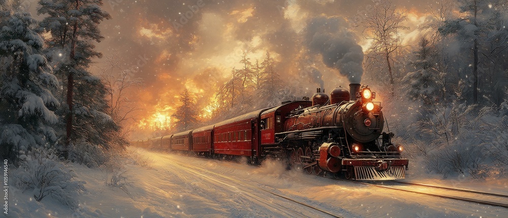 Snowy Train Journey | Winter Scene with Old-Fashioned Locomotive Snowy Train Journey | Winter Scene with Old-Fashioned Locomotive