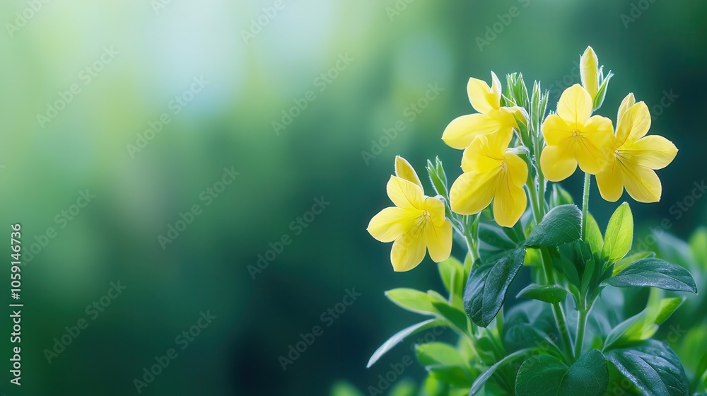 Vibrant yellow flowers blooming gracefully against a soft green backdrop, radiating freshness and tranquility. Vibrant yellow flowers blooming gracefully against a soft green backdrop, radiating freshness and tranquility.