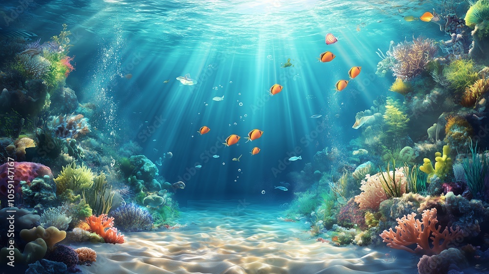 Fototapeta premium 深海と魚たち