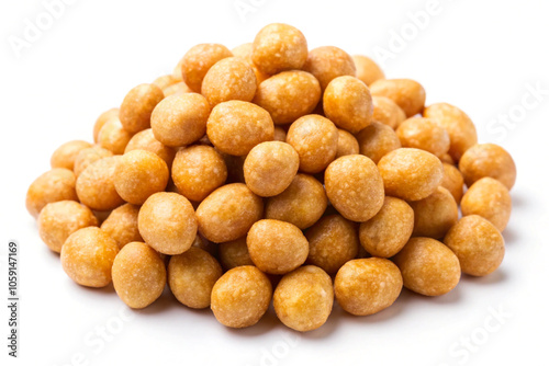 Pile of coated peanuts, isolated on White background