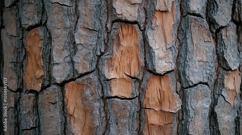 Close-up view of textured tree bark showcasing rich browns and grays, highlighting nature's intricate details. Close-up view of textured tree bark showcasing rich browns and grays, highlighting nature's intricate details.