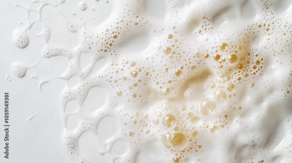 Close-up of foamy beer with multiple small bubbles forming a pattern. Close-up of foamy beer with multiple small bubbles forming a pattern.