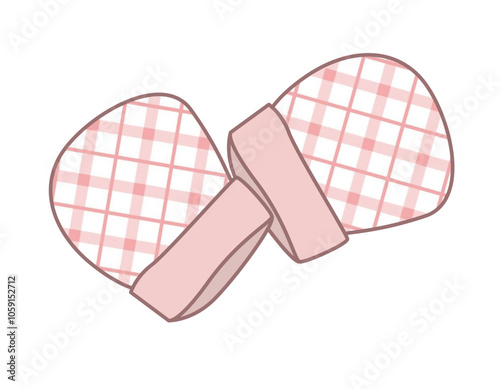 Kids children mittens flat drawing vector mockup template.