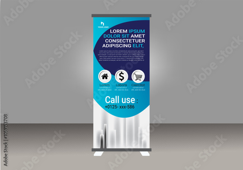 Business Rollup banner template, Roll up, display banner, x-banner vector,Roll up banner stand for your company,Rollup advertisement banner