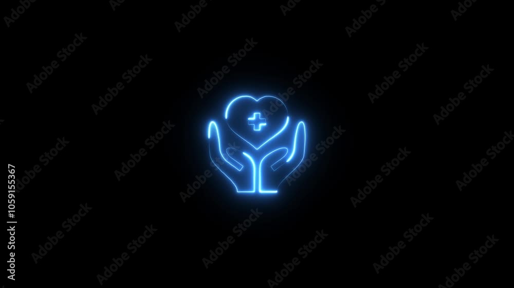 beautiful heart with hands in blue color lighting on a black background. beautiful heart with hands in blue color lighting on a black background.