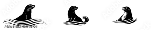 Design for a modern black harbour seal silhouette on a T-shirt