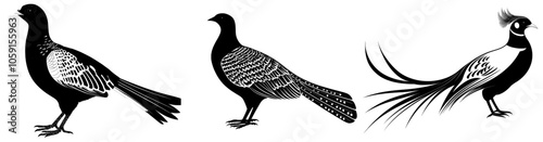 T-shirt design with modern black pheasant silhouette