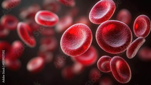 Macro Shot of Red Blood Cells Circulating in Dark Background for Medical and Scientific Concepts