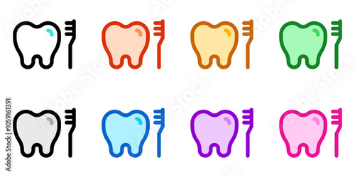 Editable tooth and brush vector icon. Dentistry, healthcare, medical. Part of a big icon set family. Perfect for web and app interfaces, presentations, infographics, etc