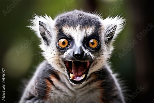 laughing lemur a lemur with its mouth open appearing to laugh photo