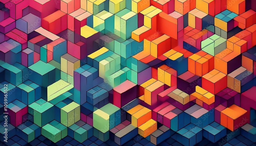 Colorful cubes as abstract 3d geometry background illustration. Retro Cube Abstract Background Colorful cubes as abstract 3d geometry background illustration. Retro Cube Abstract Background