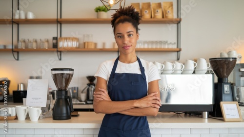 Confident Young Woman in Coffee Shop Setting