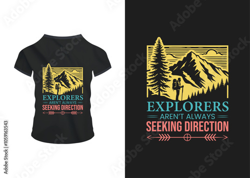 T-shirt design, travel and adventure t-shirt design template photo