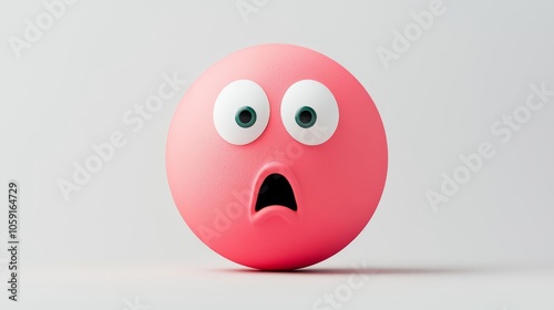 A whimsical pink ball with wide eyes and a shocked expression, perfect for illustrating surprise or unexpected emotions.