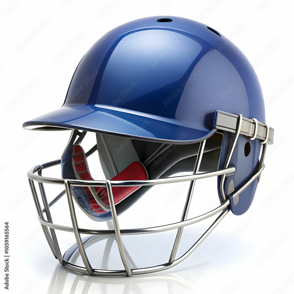 Fototapeta premium Cricket stump, bat, ball and gloves on artificial turf, elevated view