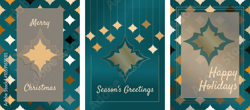 Teal & Gold star Christmas Card concept design