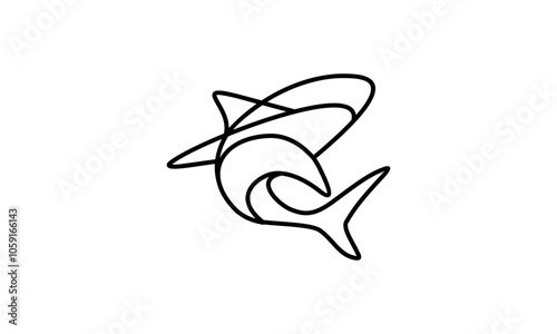 a graphic image with a shark line theme on a white background. vector graphic base.