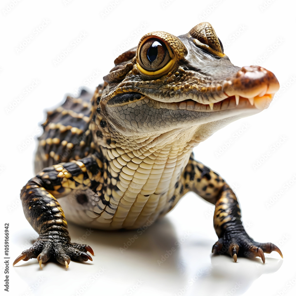 Dwarf Crocodile full body clearly photo on white background Dwarf Crocodile full body clearly photo on white background