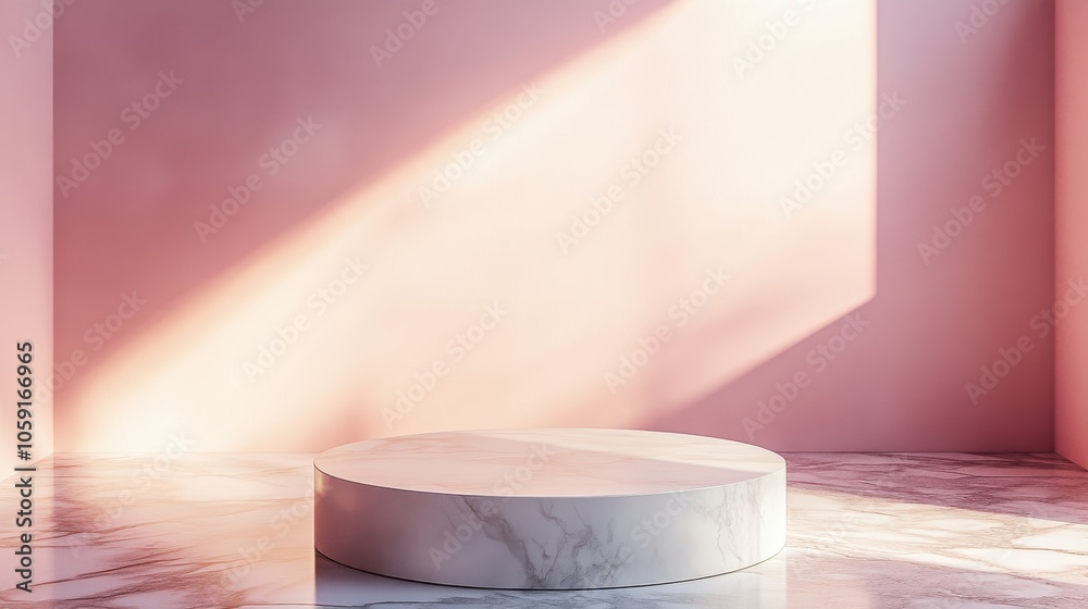 Bathed in warm sunlight, an elegant marble pedestal sits against textured walls, casting gentle shadows that contribute to a chic, minimalist ambiance. Bathed in warm sunlight, an elegant marble pedestal sits against textured walls, casting gentle shadows that contribute to a chic, minimalist ambiance.