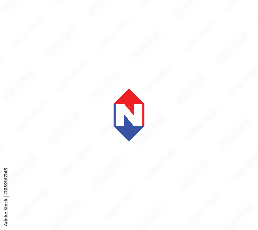 Abstract Initial Letter N Logo. Red Arrow Up and Blue Arrow Down with Negative Space Letter inside. Usable for Business and Technology Logos. Flat Vector Logo Design Template Element. Abstract Initial Letter N Logo. Red Arrow Up and Blue Arrow Down with Negative Space Letter inside. Usable for Business and Technology Logos. Flat Vector Logo Design Template Element.