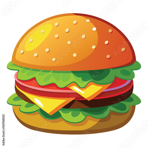 Veggie Burger vector illustration.