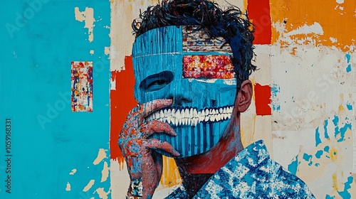 Colorful Portrait with Mask: A Mixed Media Expression of Identity