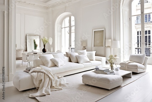  monochromatic white crisp white walls furniture and decor with