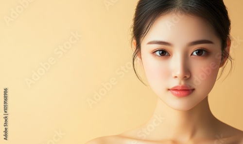 Close-up portrait of woman with long dark hair.