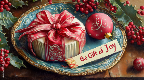 Wrapped Gift and holiday treat with Gift of Joy Tag  photo