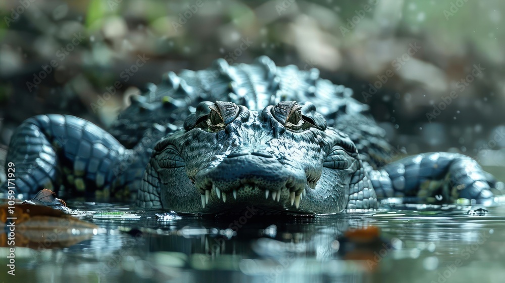 Obraz premium A large alligator with open mouth on top of the water.