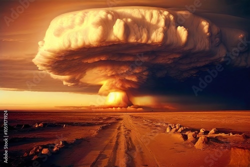 nuclear test a controlled nuclear explosion usually for military photo