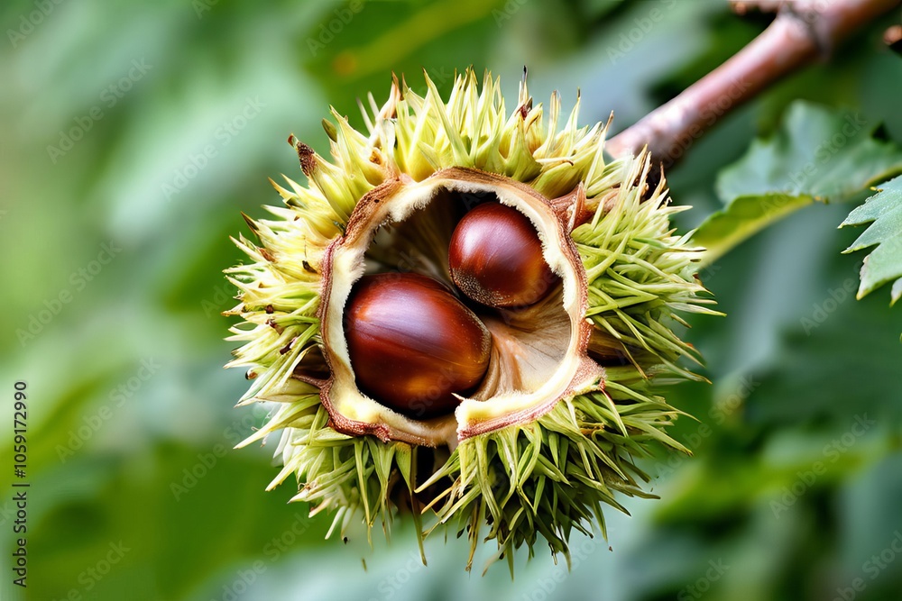 open chestnut bur prickly chestnut bur opened to reveal shiny n open chestnut bur prickly chestnut bur opened to reveal shiny n
