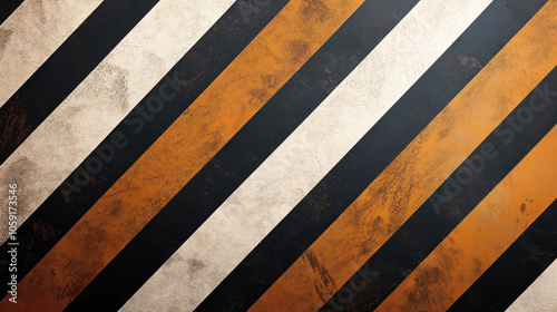 Abstract background with diagonal stripes in orange, black, and beige tones, featuring a textured surface with a distressed and grunge-like appearance.