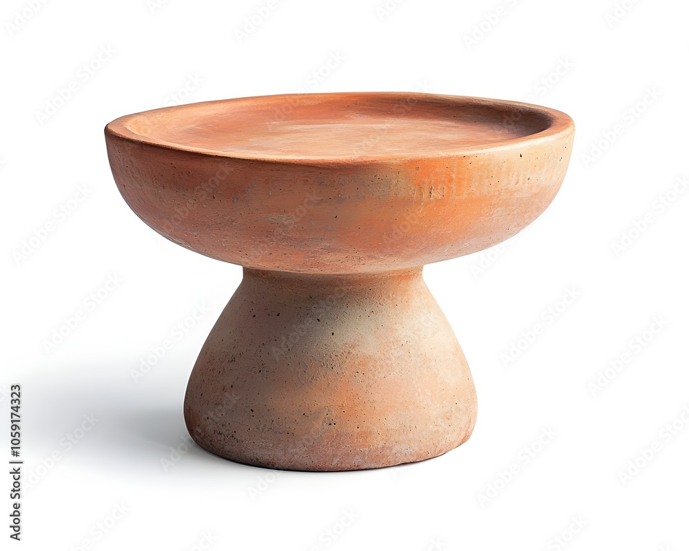 Organic Ceramic Table for Handmade Pottery and Art Display on White Background Organic Ceramic Table for Handmade Pottery and Art Display on White Background